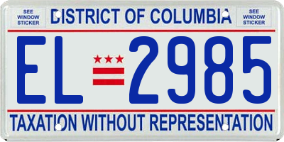 DC license plate EL2985