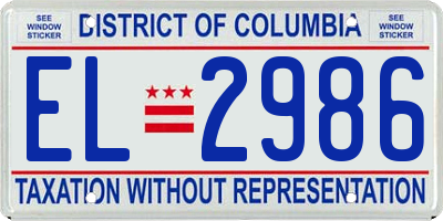 DC license plate EL2986