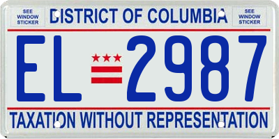 DC license plate EL2987