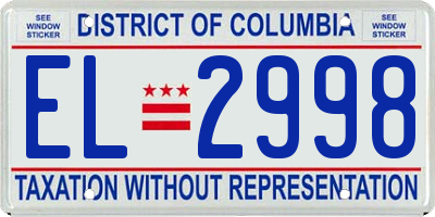 DC license plate EL2998