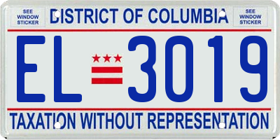 DC license plate EL3019