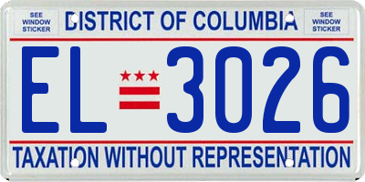 DC license plate EL3026