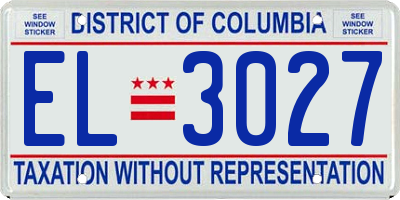 DC license plate EL3027