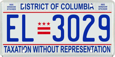 DC license plate EL3029