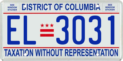 DC license plate EL3031