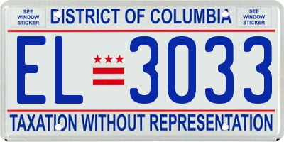 DC license plate EL3033