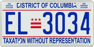 DC license plate EL3034