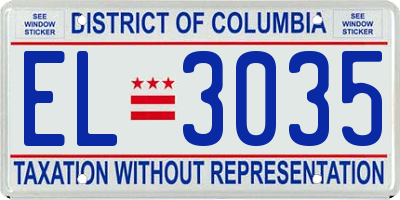 DC license plate EL3035