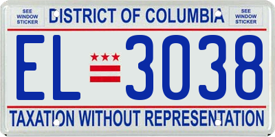 DC license plate EL3038