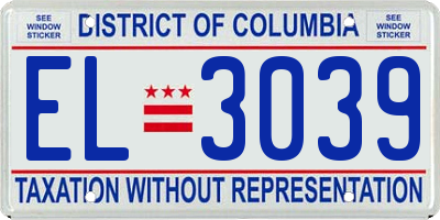 DC license plate EL3039