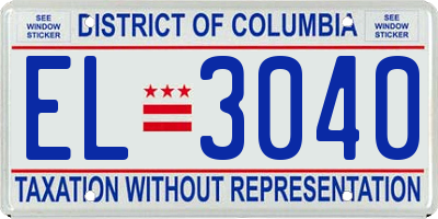 DC license plate EL3040