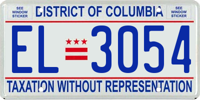 DC license plate EL3054