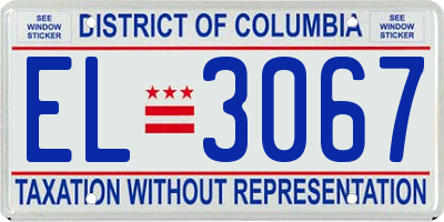 DC license plate EL3067