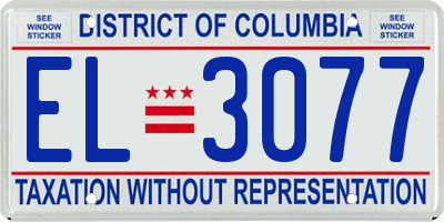 DC license plate EL3077