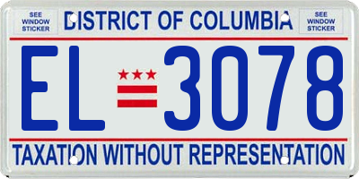 DC license plate EL3078