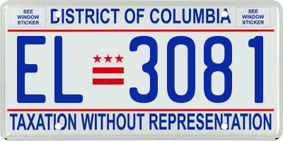 DC license plate EL3081