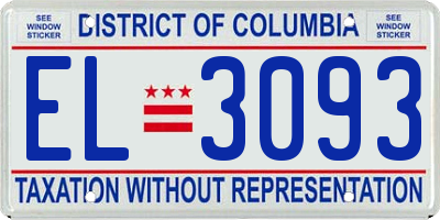 DC license plate EL3093