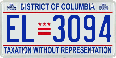 DC license plate EL3094