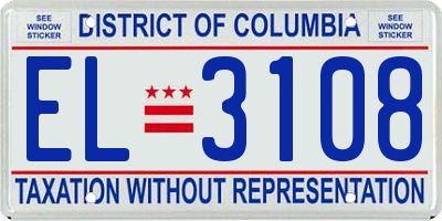 DC license plate EL3108