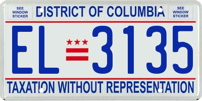 DC license plate EL3135