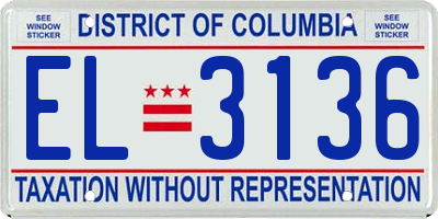 DC license plate EL3136