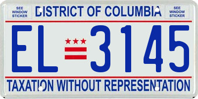 DC license plate EL3145