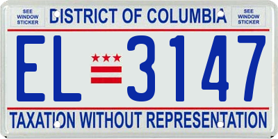 DC license plate EL3147