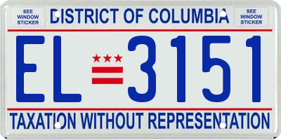 DC license plate EL3151