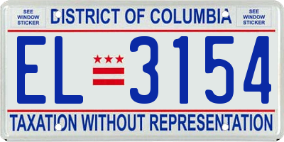 DC license plate EL3154