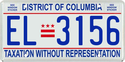 DC license plate EL3156