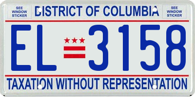 DC license plate EL3158