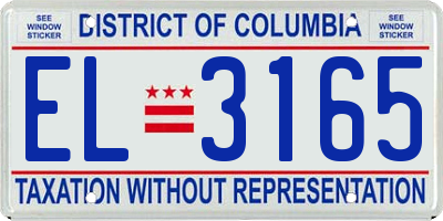 DC license plate EL3165