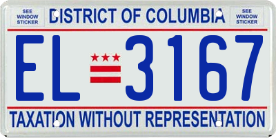 DC license plate EL3167