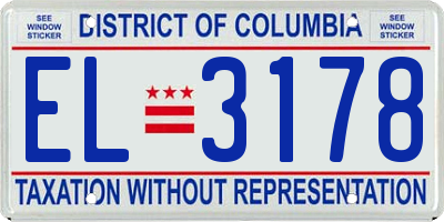 DC license plate EL3178