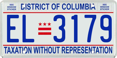 DC license plate EL3179