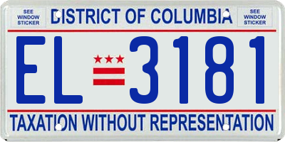 DC license plate EL3181