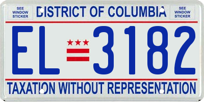 DC license plate EL3182