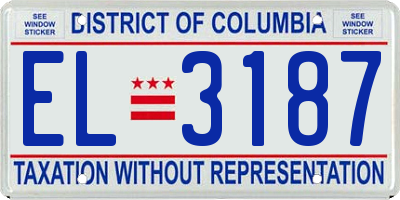 DC license plate EL3187