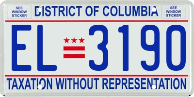 DC license plate EL3190