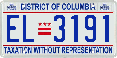 DC license plate EL3191