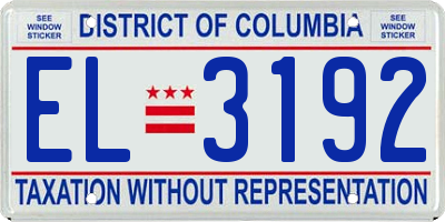 DC license plate EL3192