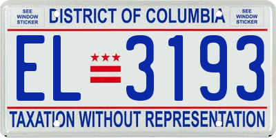 DC license plate EL3193