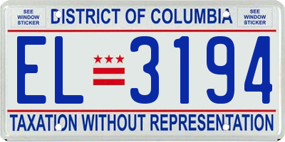 DC license plate EL3194