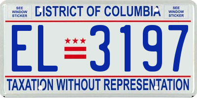 DC license plate EL3197