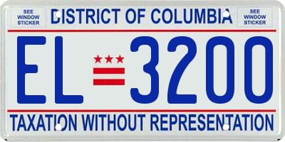 DC license plate EL3200