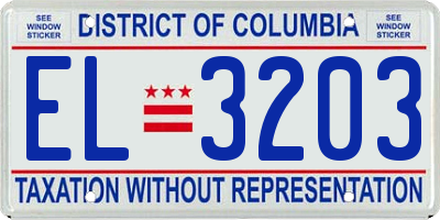 DC license plate EL3203