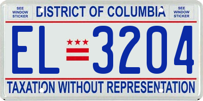 DC license plate EL3204