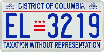 DC license plate EL3219