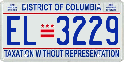 DC license plate EL3229