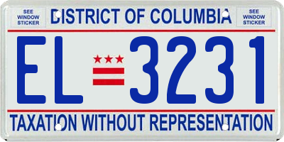 DC license plate EL3231